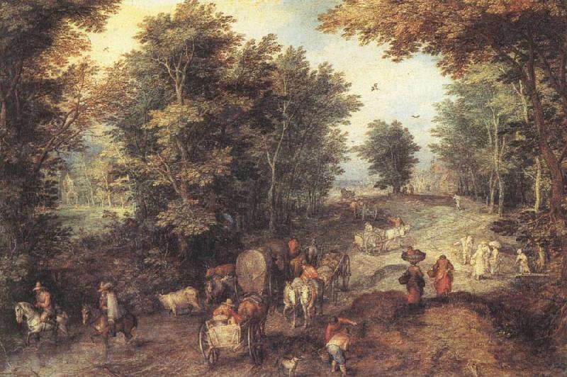 Jan Brueghel The Elder Landscape with a Ford Sweden oil painting art
